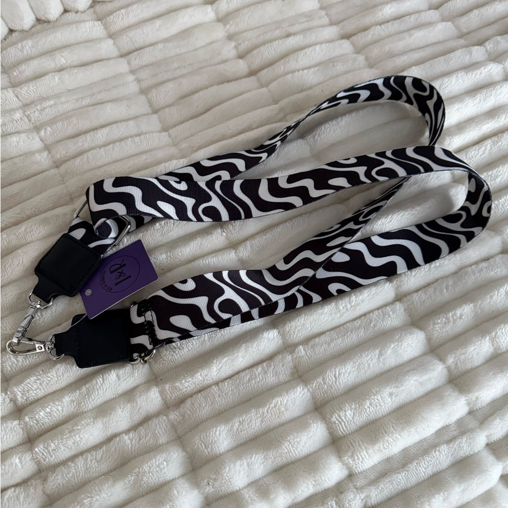 Iris and Rainbow Black and White Patterned Crossbody Strap